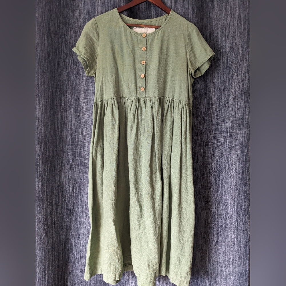 Not Perfect Linen Mama-2 Maxi Dress S/M Vintage Green 💚